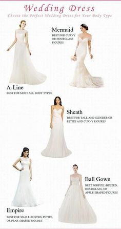 different types of wedding dresses for the bride