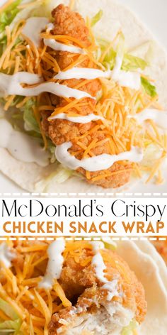 this chicken snack wrap is loaded with shredded cheese and lettuce