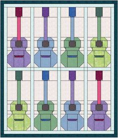 the guitar quilt pattern has four different colors