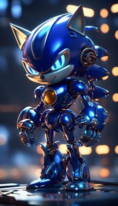 sonic the hedgehog is standing in front of some lights