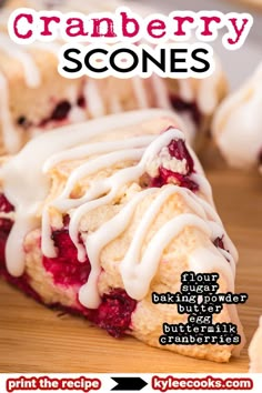 cranberry scones with white icing on top