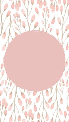 a pink oval frame surrounded by branches and leaves on a white background with a light pink spot in the middle