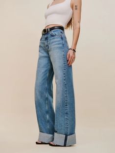 Cary Cuffed High Rise Slouchy Wide Leg Jeans Wide Leg Ankle Length Jeans, High Rise Wide Leg Cropped Jeans, Oversized High Waist Jeans, High Rise Ankle Length Jeans, Best Length For Cropped Jeans, Oversized Wide Jeans, Highrise Loose Jeans, Super High Waisted Wide Leg Jeans, Cuff Loose Jeans