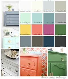 several different colors of furniture and drawers with the same color scheme for each drawer in this photo