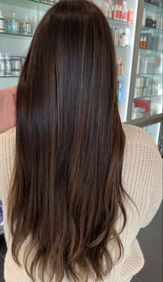 Low Maintenance Brown Hair, Honey Brown Hair Color, Balayage Straight Hair, Highlights For Dark Brown Hair, Rambut Brunette, Black Hair Balayage, Dark Brunette Hair, Honey Brown Hair, Brown Hair Looks