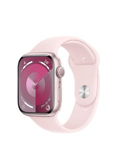 an apple watch with pink band