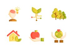 the icons are designed to look like they have different types of trees and leaves on them