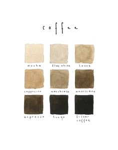 the coffee color chart for different types of coffee