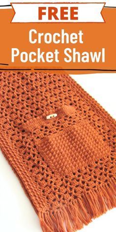 the crochet pocket shawl with lacy stitchs is featured in this free pattern