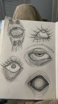 an open book with drawings of different types of eyes