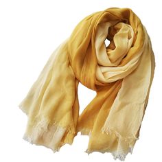 PRICES MAY VARY. Dimension:75"×35"/190 x 90cm,all Season fashion womens scarf.Sun protection in the sun and keep warm in cold weather,used as scarf or shawl. Material:50% Cotton +50% slub yarn,made from natural material,it's lightweight and breathble,soft and comfortable,bright colors, fine texture.In spring, summer, fall and winter, a great accessory can transition well from day to night. Cotton and Linen Two-tone Scarf:Simple,classic,fashion,casual.Rich in color, can be understated tones or ac Rainbow Scarf, Travel Scarf, Linen Fashion, Fashion Scarf, Warm Scarf, Yellow Fashion, Color Contrast, Long Scarf, Gradient Color