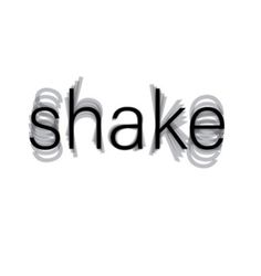 the word shake is shown in black and white