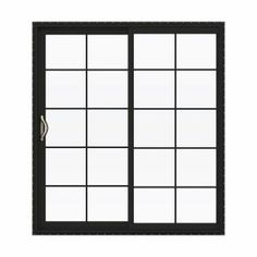 an open sliding glass door with black frame and clear glass, isolated on a white background