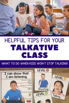 A talkative class sitting on the carpet and voice level visual supports. Kindergarten Behavior Management, Talkative Class, Talkative Students, Kindergarten Coding, Classroom Management Tips, Body Control, Teacher Things