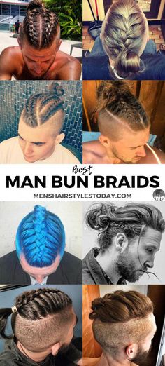 Hair Bun Men, Cool Braided Hairstyles, Man Bun Braids, Bun Men, Bun Braids, Fade Undercut, New Long Hairstyles, Braids With Shaved Sides, Dutch Braid Hairstyles