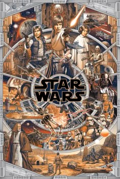 the star wars poster is shown in this image