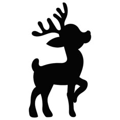 a black and white silhouette of a deer with antlers on it's head