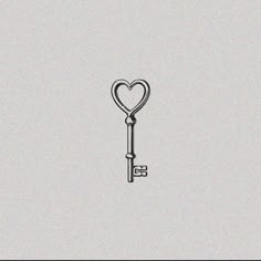 a drawing of a key with a heart on the end and a lock in the middle