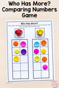 a printable worksheet for comparing numbers with the words who has more?