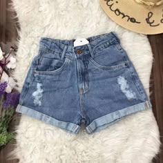 Women's Straight High Waist Jeans Shorts Without Lycra 100% cotton  36 hip94cm length26cm waist-64cm 38 hip 96cm length 28cm waist 68cm 40 hip 98cm length 30cm waist 72cm 42 hip 100cm length 32cm waist 78cm 44 hip 102cm length34cm waist 80cm  Real photos taken in our Store, product identical to the photo. The picture is for reference only, all subject to the actual product. To see our other products, you can click on the "View store page" button, which is just below the product photos. We ship w Short Mom Jeans, Short Mom, Short Women Fashion, Jeans Mom, High Waisted Jean Shorts, Mom Shorts, Basic Outfits