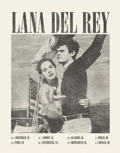 an advertisement for the movie lana del reva, featuring two people on a boat