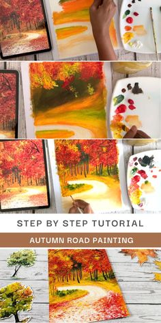 the steps to painting autumn trees with acrylic paint