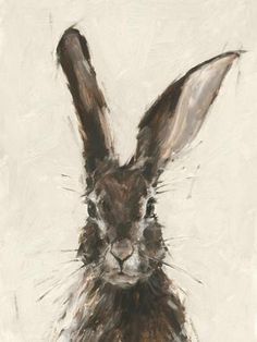 a painting of a brown rabbit on a white background