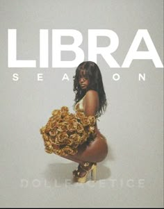 the album cover for libra featuring a woman in high heels holding a bouquet of flowers