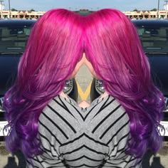 Purple Fading Into Pink Hair, Pink Roots Purple Hair, Pink Purple Ombre Hair, Pink To Purple Ombre Hair, Purple Pink Ombre Hair, Pravana Vivids Wild Orchid, White Hair Dye, Purple And Pink Hair, Beauty School Cosmetology