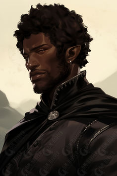 Xolkin Alassandar, lawful evil, male half-elf Zhentarim Captain Evil Swordsman, Half Elf Character Design, Evil King Character Design, Elf Sailor, Black Elf Male, Half Elf Male, Afro Character, Half Elf Rogue, Evil Elf