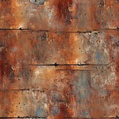 an abstract painting of rusted metal and concrete