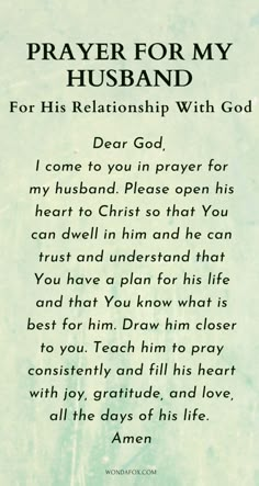 prayer for my husband with god