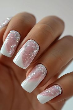 50 Glitter Nail Designs For Beautiful Dazzling Nails 17 Simple Sparkle Nails, Glitter Nail Designs, Stiletto Shaped Nails, Glitter French Nails, Nails Design With Rhinestones, Girls Fall, Coffin Shape Nails, Holiday Nail Art, Nails Only