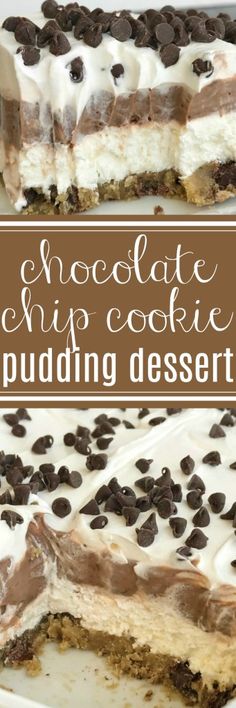 chocolate chip cookie pudding dessert on a plate