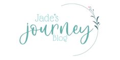 the logo for jade's journey blog, with flowers and leaves on white background