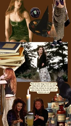 a collage of photos with women and witches