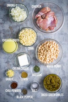 the ingredients to make this dish include beans, chicken, corn, cheese, and seasoning