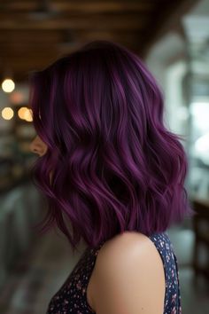 42+ Stunning Midnight Purple Hair Ideas Cool Tone Purple Hair, Greek Hairstyles, Pelo Color Vino, Balayage Long Hair, Midnight Purple, Purple Ombre Hair, Dark Purple Hair