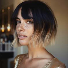 Top 30 Black Hair with Blonde Highlights Ideas in 2024 Black Hair With Brown Peekaboos, Blond Tips On Brown Hair Short, Fun Edgy Haircut, Two Tone Hair Short, Brunette With Blonde Underlayer, Short Hair With Blonde Tips, Highlight Bob Hair, Dark Hair Blonde Ombre, Black With Brown Highlights Short Hair