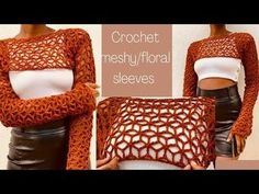 the crochet meshy sweater is shown in three different colors