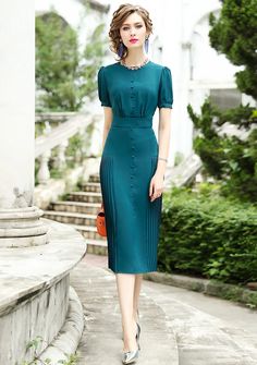 Size in cm




Size


Bust


Waist


Hip


Shoulder


Sleeves


Length




S


84


68


92


-


22


104




M


88


72


96


-


23


105




L


92


76


100


-


24


106




XL


96


80


104


-


25


107




2XL


100


84


108


-


26


108




3XL


-


-


-


-


-


-




4XL


-


-


-


-


-


-




Note & Suggest:



1. Please follow the size chart to select the size, do not select directly according to your habits.

2. If you are not sure which size to ch Elegant Vintage Dresses, Looks Kate Middleton, Vintage Dress Design, Female Office, Vintage Midi Dresses, Summer Elegant, Work Dresses, Business Dress, Retro Mode