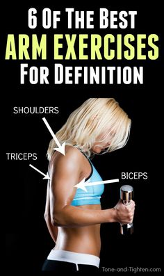 a woman holding a microphone with the words 6 of the best arm exercises for definition