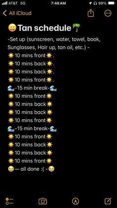 Tanning Schedules 😝 Good Tanning Schedule, Best Tanning Schedule, Good Tanning Routine, Tan Schedule At Home, Tanning Routine Beach, How To Get Tan Lines Fast, Tanning Schedule For Beach, Self Tanner Routine, Tanning Schedule At Home