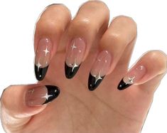 Black And White Nail Designs Elegant, Grunge Nails, Y2k Nails, Long Acrylic, White Nail, Star Nails, Silver Nails, Elegant Nails, Minimalist Nails