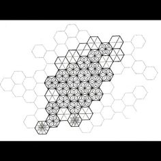 an abstract drawing with hexagonal shapes in black and white