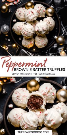 peppermint brownie batterer truffles on a plate