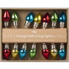 vintage bulb string lights in a box