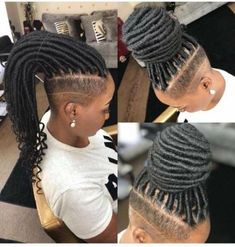 Braided Mohawk Hairstyles, Shaved Side, Braids With Shaved Sides, Mohawk Styles, Faux Locks, Shaved Side Hairstyles, Shaved Hair Designs, Tapered Natural Hair