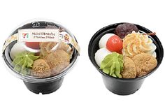 two plastic bowls filled with different types of food