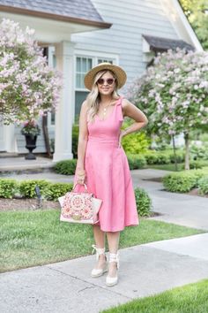 Bows and Things Krystin Lee, Summer Day Dresses, Bathing Suit Dress, Baublebar Earrings, Julie Vos, Floral Fit, Earrings Round, Floral Shoes, Lace Blue Dress